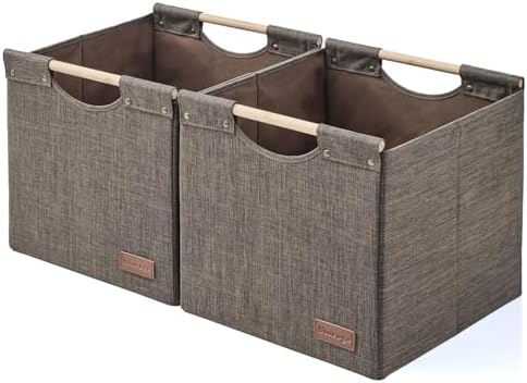 KAKAMAY Fabric Cube Storage Bin, Fits Kallax Shelf 13x15x13 2-Pack Brown by KAKAMAY