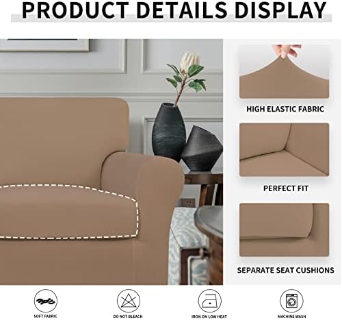 Easy-Going 2 Pieces Stretch Sofa Slipcover for Armchair Washable - Image 4