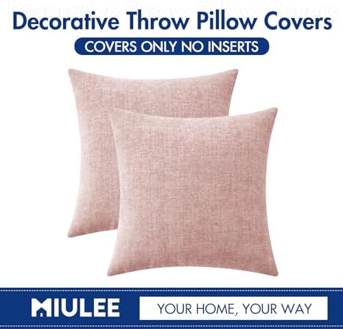 MIULEE Soft Chenille Throw Pillow Covers Pink 20x20 Inch Pack of 2 - Image 6