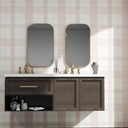 Timeet Modern Peel and Stick Wallpaper Pink Boho Contact Paper Plaid Wallpaper Waterproof Self Adhesive Removable Textured Wall Paper for Bedroom Bathroom Cabinets Wall Decor Vinyl 17.3" x 200" - Image 6