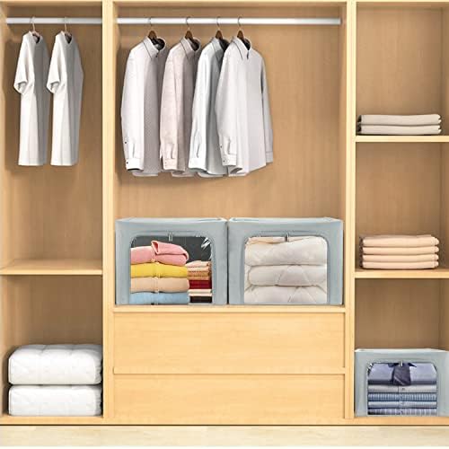 UUBEMM Clothes Storage Bins with Foldable Sturdy Frame,Stackable Storage Box for Closet Shelf Organizers for Seasonal Clothing,Blankets,Towel Bed Sheets,Toys Gift Others (Medium -40L x3PACK, Grey) - Image 7