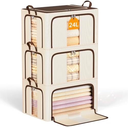 Clothes Storage Bins, Brown, 24L, 3 Openings by LeArex