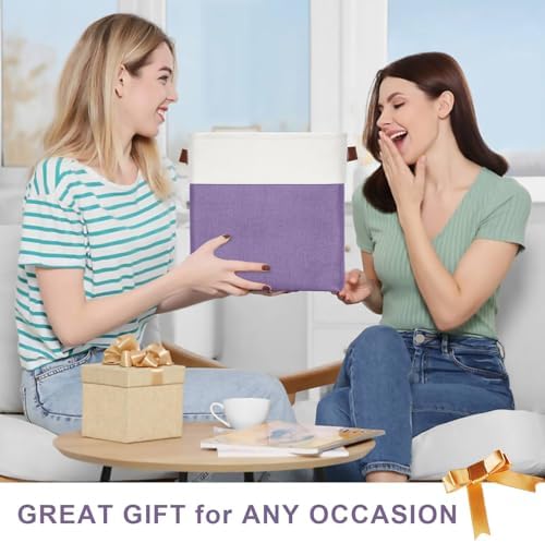 Bagnizer Collapsible Fabric Storage Cubes 11x11 Cube Storage Bins, 4 Pack Closet Baskets Box with Handles for Organizing, Shelf, Toys, Clothes, Home, Office, Nursery (Purple&White) - Image 7
