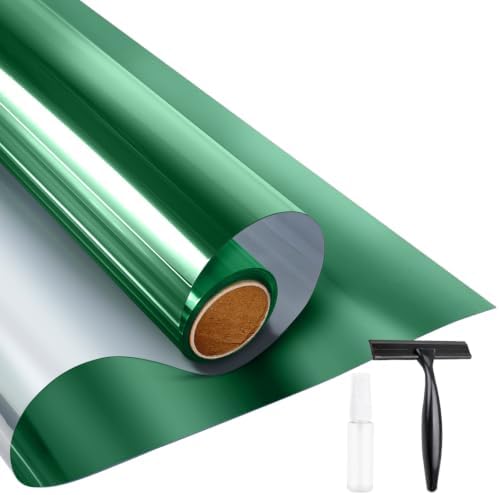 KESPEN Window Privacy Film One Way Static Cling Tint, Green, 23.6InX6.5Ft by KESPENWINDOWFILMS