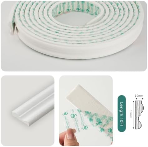 Matte Foaming Self Adhesive Flexible Chair Rail Moulding for Walls，DIY Arch Panelling Multi Width 0.9/1.2/1.57/1.88/2.36in，Paintable Decor Peel and Stick Wall Molding Trim(Width 1.25IN) - Image 2