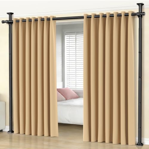 SUNALLY Room Divider No Drilling Room Separator 32-100in Adjustable, Black by SUNALLY