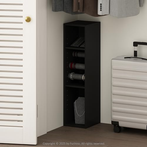 Furinno Reed 3-Tier Closet Organizers and Storage, Closet Organizer, Open Shelf Closet Storage, for Wardrobe, Bedroom, Living Room, 8-Inch Width, Blackwood by Furinno-FitsYourSpaceFitsYourBudget