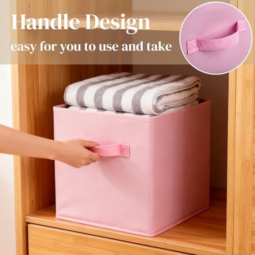Pumtus 9 Pack Cube Storage Bins, 11 Inch Collapsible Fabric Storage Baskets, Multi Colored Storage Cubes with Handles, Foldable Cube Drawer for Home, Closet, Shelves, Toys Organization - Image 6