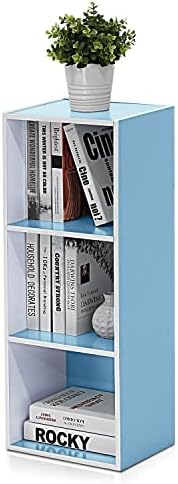 Furinno LUDER Book Shelf, 3-Cube Bookshelf, Bookcase with Open Shelves, 9.3 x 12 x 31.5, Easy Assembly, for Living Room, Bedroom, Home Office, White/Light Blue - Image 5