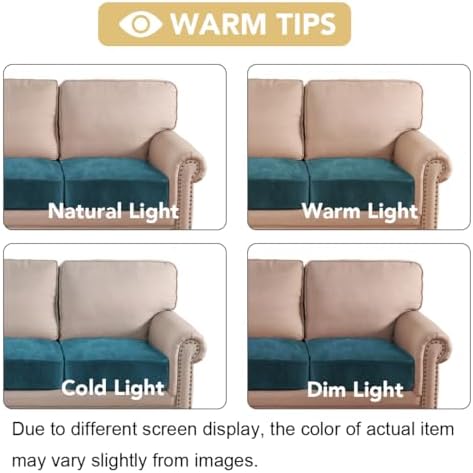 H.VERSAILTEX Velvet Stretch Couch Cushion Cover Plush Cushion Slipcover for Chair Loveseat Sofa Cushion Furniture Protector Seat Cushion Sofa Cover (2 Piece Large Sofa Cushion Covers, Deep Teal) - Image 6