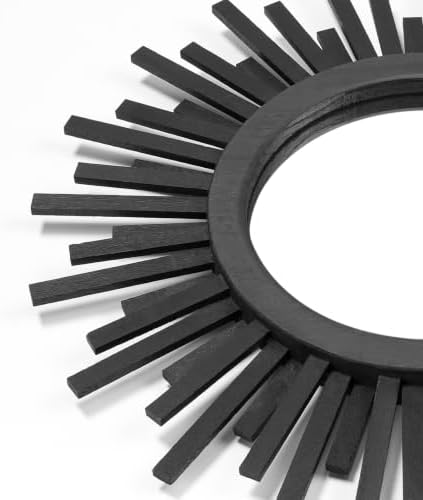 18 Inch Boho Sunburst Mirror, Round Wooden Wall Decor Starburst Sun Mirror for Bedroom, Living Room, Bathroom, Hallway, Balcony, Farmhouse Entryway, Housewarming Gift（Black - Image 6