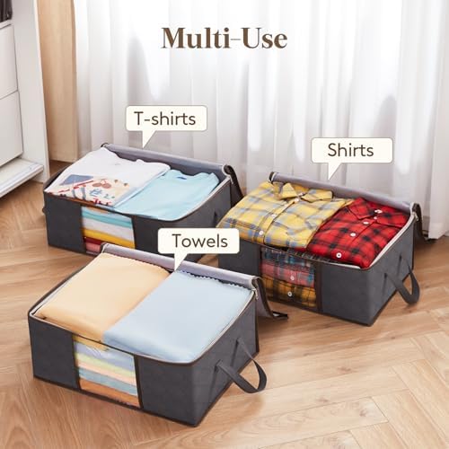 Lifewit 8 Pack 35L Clothes Storage Bins with Lids, Foldable Blanket Storage Bags with Zippers, Clear Window and Reinforced Handles, Closet and Organization for Clothing, Sweater, Comforter, Bedding - Image 6