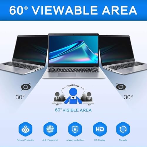 ZOEGAA 14 Inch Laptop Privacy Screen Filter, Compatible with HP Dell Acer Asus Samsung Lenovo Thinkpad, for Removable 16:9 Widescreen Display Laptop Privacy Screen 14 inch and Anti-Glare Protector - Image 3