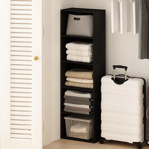 Furinno Reed Closet Organizers and Storage, 5-Tier Closet Organizer, Open Shelf Closet Storage, for Wardrobe, Bedroom, Living Room, Blackwood by Furinno-FitsYourSpaceFitsYourBudget