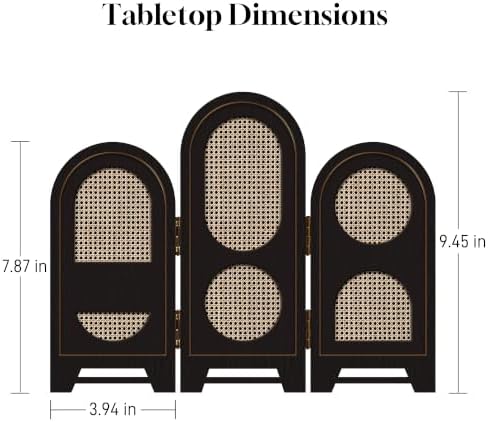 3-Panel Set of Arched Rattan Flat Printed Tabletop Folding Screen - Image 2