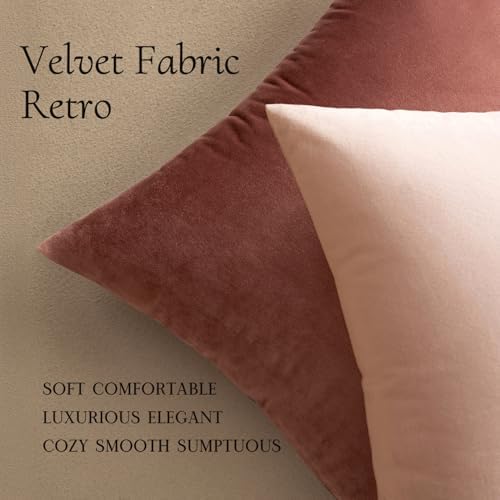 MIULEE Velvet Throw Pillow Covers 20x20 Inch Pack of 2 Pink - Image 5