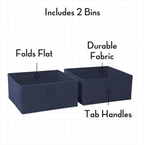 RiverRidge Folding Storage Bins - 2-pack of 5in Tall Navy Cubes - Image 3