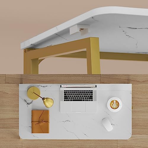 WOHOMO Folding Desk, 39.4" Foldable Computer Table for Small Spaces, Gold - Image 7