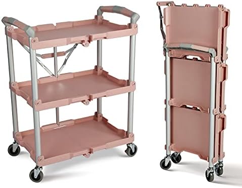 Olympia Tools 89-350 Pack-N-Roll Folding Collapsible Service Cart, 150LB Capacity, Rose by OlympiaTools