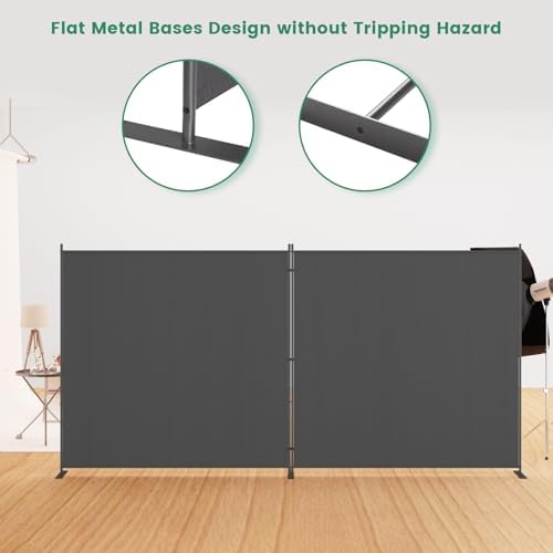 Helios&Hestia 2-Panel 6 ft Tall Indoor Folding Room Divider, Portable Privacy Screen, Freestanding Partition Separator, Temporary Wall Separation for Bedroom, Office, 142" W X 71" H, Dark Grey - Image 5