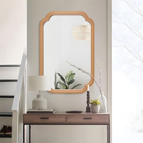 Ferytange Wood Mirror for Bathroom, 20" x 30" Rectangular Wall Mirror for Bathroom Vanity with Wooden Frame Farmhouse Rounded Corner Wall Mirror Decor (Horizontal/Vertical) - Image 3