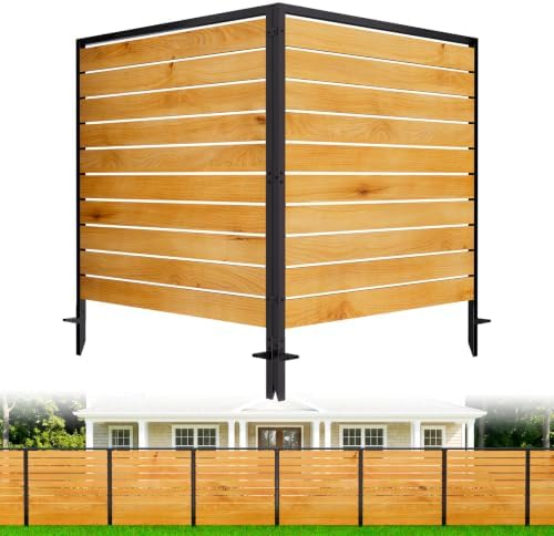 2 Panels No Dig Wood Privacy Screen, 42" H x 40" W Outdoor AC Fence by Unknown