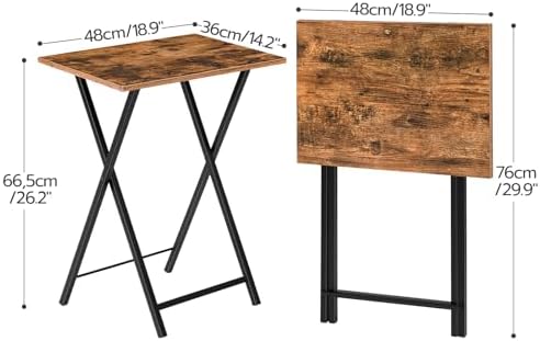 HOOBRO Folding TV Tray Tables, Set of 2 Side Table for Small Space, Industrial Snack Tables for Eating at Couch, Stable Metal Frame, Easy Assembly, Space Saving, Rustic Brown and Black BF25BZ01 - Image 3