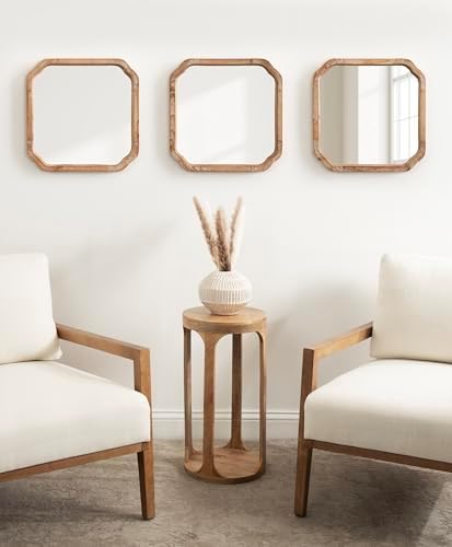 Kate and Laurel Marston Modern Wooden Square Wall Mirror Set, Set of 3, 12 x 12, Rustic Brown, Decorative Three-Piece Mirror Set for Use as Bathroom Mirror Decor or Gallery Wall Mirrors - Image 4