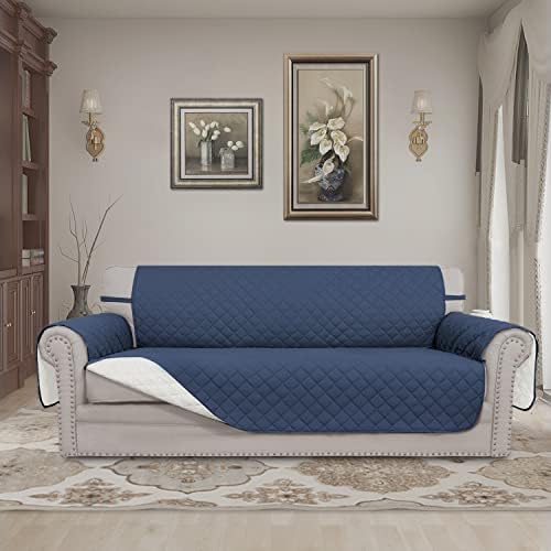 Easy-Going Reversible Couch Cover, 4 Seater Sofa, Dark Blue/Ivory - Image 2