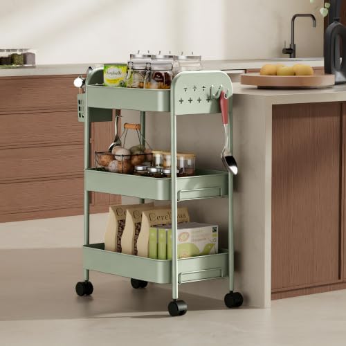 Heavy-Duty Rolling Cart 3 Tier Metal Utility Storage Cart - Image 3