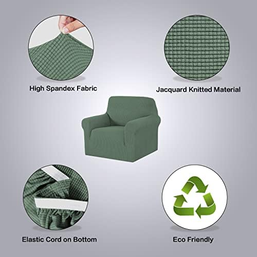 H.VERSAILTEX High Stretch Armchair Cover 1-Piece Rich Jacquard Chair Covers for Living Room Spandex Fabric Sofa Cover for Dogs Stay in Place Machine Washable (Armchair 31"-40": Loden Frost) - Image 4
