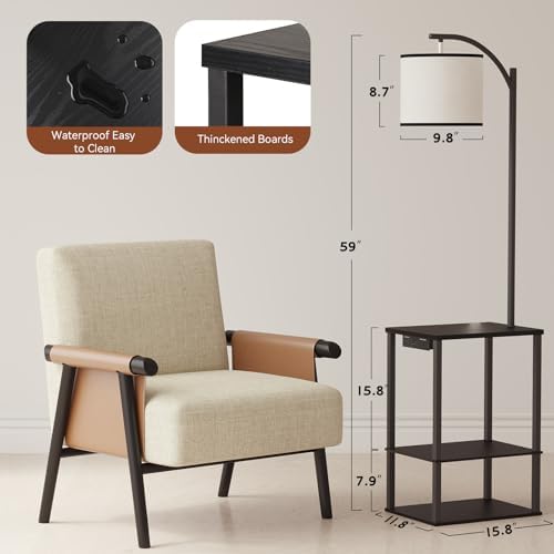 SUNMORY Floor Lamp with Table Shelves, End Side Table for Living Room - Image 3
