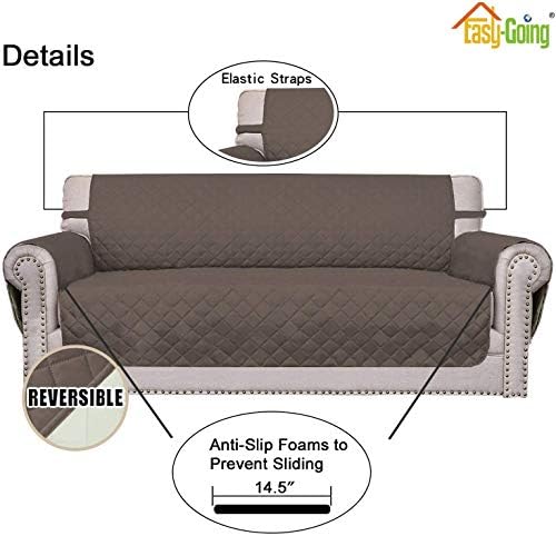 Easy-Going Reversible Couch Cover, 4 Seater Sofa, Taupe/Ivory - Image 3