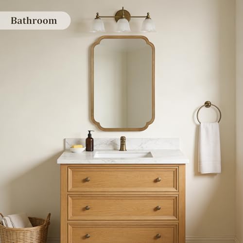 WallBeyond 24" x 36" Rounded Corner Arch Wall Mirror with Wood Frame for Entryway, Living Room or Bedroom Home Decor - Light Woodgrain 24" x 36" Natural Color - Image 2