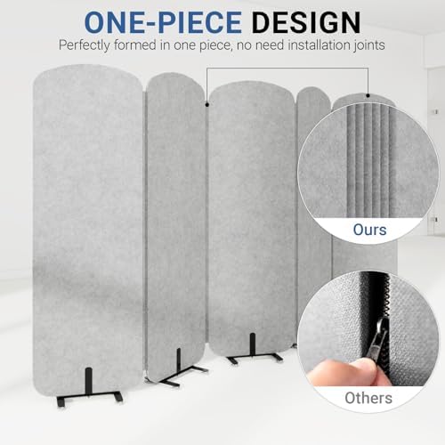 Natwind 5-Panel Portable Room Divider, 123'' x 71'' Office Partition,Grey - Image 4