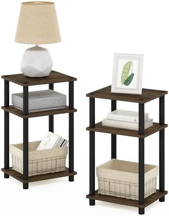 Furinno JUST Set of 2 Toolless 3-Tier Night Stand, Columbia Walnut by Furinno-FitsYourSpaceFitsYourBudget
