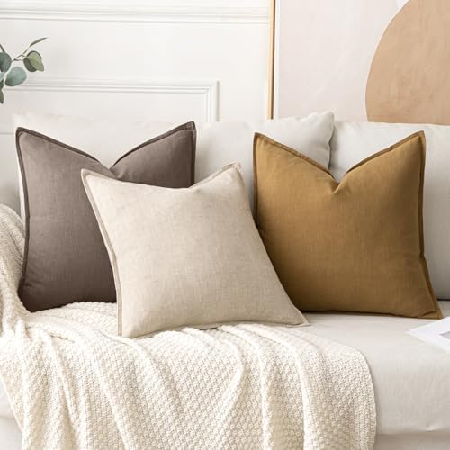 MIULEE Decorative Linen Pillow Covers 20x20 Inch Malt Ball - Image 4