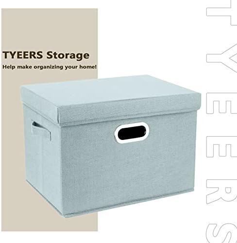 TYEERS Large Storage Bins with Lids, Collapsible, Washable, Fabric Storage Boxes for Organizing, 17.3x11.8x11.4 inches, 5 Pack, Aqua Spring - Image 7