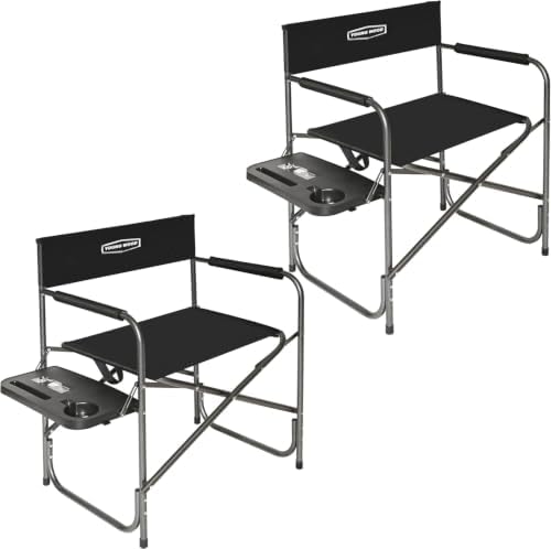 YOUNG WOOD Camping Directors Chair with Side Table, Foldable and Portable, Fishing,Trip,Picnic,Hike，Lawn,Sports,Beach,Outdoor Camping Chair for Adults,Drink Holder and Mobile Storage,2p by Unknown