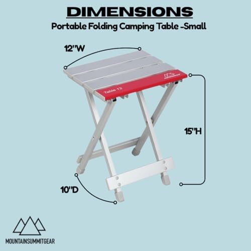 MOUNTAIN SUMMIT GEAR Portable Folding Camping Table 4 Sizes - Micro, Small, Standard & Large | Lightweight Aluminum Outdoor Camp Table for Camping, Picnic, Beach, Kitchen (Small Table) - Image 2