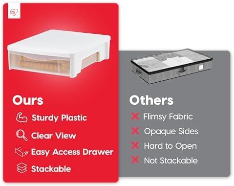 IRIS USA 2-Pack, 22 Qt. Under Bed Storage Bin with Sliding Drawer, White - Image 3