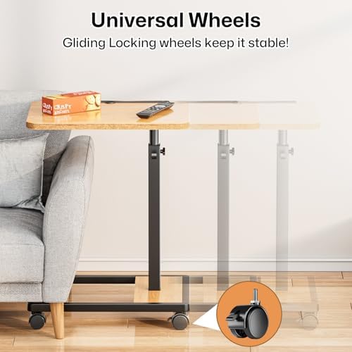 Adjustable TV Tray Table with Wheels: 18"-30.7" Height - Image 3