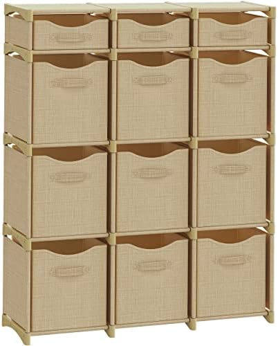 Cube Storage Organizer with Storage Bins Included - The Perfect Closet Organizers and Storage Solution. Includes 12 Storage Cubes, Great For Toy Storage, Closet Storage, Clothes Storage (Beige) by Neaterize
