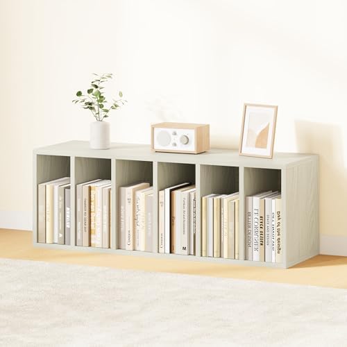 IOTXY DIY Modular Cubby Bookcase - Stackable 6-Cube Open Bookshelf, Oak - Image 2