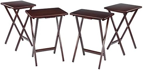 Winsome Alex Set of 4 Foldable Snack Tables, Walnut, 26" - Image 4