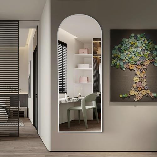Rowjut Floor Mirror Arched Full Length Mirrors, Mirror Full Length Standing Hanging or Leaning Against Wall, 59"x18" Large Full Body and Wall Mounted Mirror for Bedroom Living Room, Silver - Image 3