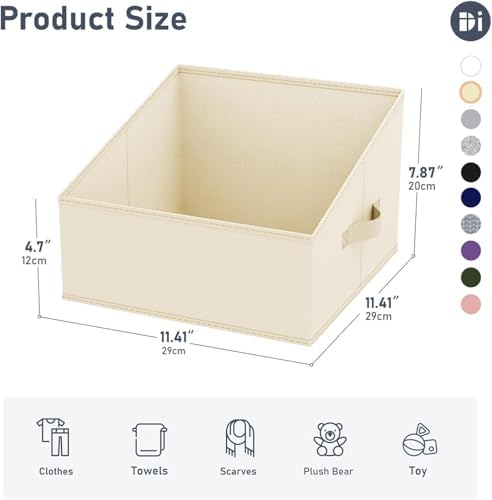DIMJ Closet Storage Bins - Fabric Storage Baskets for Shelves, Collapsible Closet Organizers and Storage with Handles, Trapezoid Shelf Organization Storage Cubes for Purse, Toys, Books, Towel, Socks - Image 5