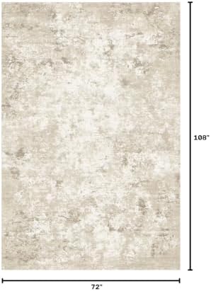 Toneed Washable 6x9 Beige Area Rug with Non-Slip Backing for Living Room - Image 2