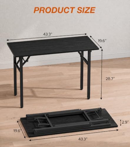 XBurmo Folding Desk Foldable Table, No Assembly 43.3" Foldable Desk Space-Saving Workstation for Small Space, Computer Table, Flat Storage for Home Office, Bedroom, Dorm, Study Room, Dark Oak - Image 2