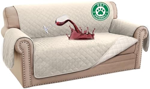 Turquoize 100% Waterproof Couch Cover Sofa Covers for 2 Cushion Couch Loveseat Covers Triple Non-Slip Couch Cover for Dogs Washable Furniture Protector Cover for Pets, Kids,Dog (Loveseat 54", Ivory) by Turquoize